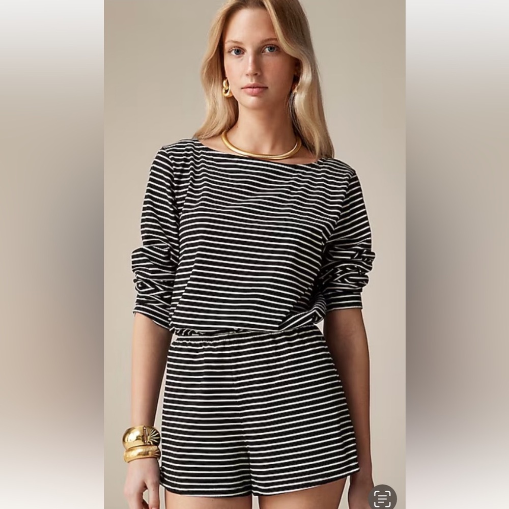 Brand new with tags - J. Crew Pima cotton Shirt/short set. Red & white striped.